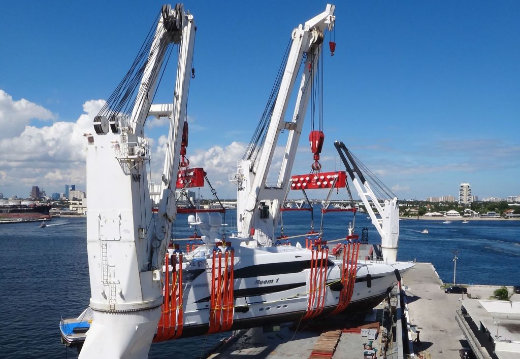 Boat on a crane