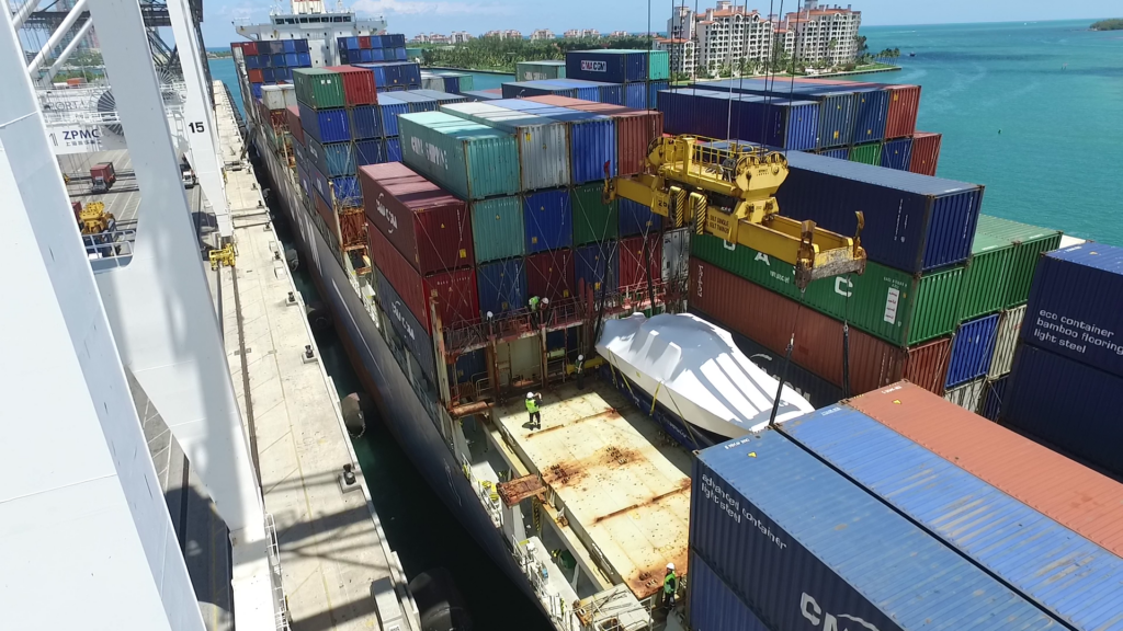 Yacht on Container SHip